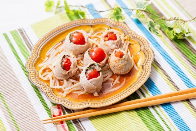ミニトマトの豚しそ巻き